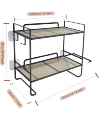Over Toilet Storage Shelf, 2-Tier Bathroom Storage Organizer with 2 Hooks, Paper Holder, Metal Space Saving Multi-Purpose