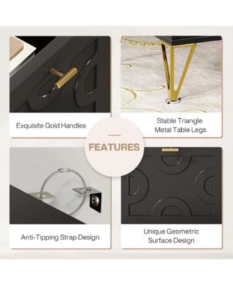 Computer Desk 59", Home Office Desk with 4 File Drawers, Writing Table Elegant