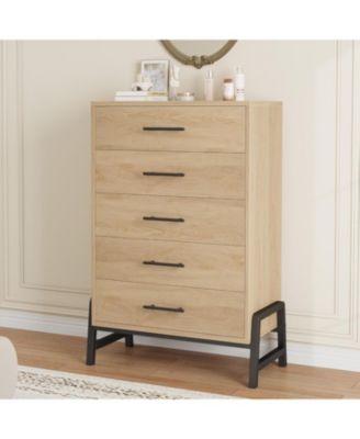 5 Dresser for Bedroom, 50.5 in Tall Drawer with Large Storage Space, Freestanding Wooden Closet Storage Dresser Chest for Living Room
