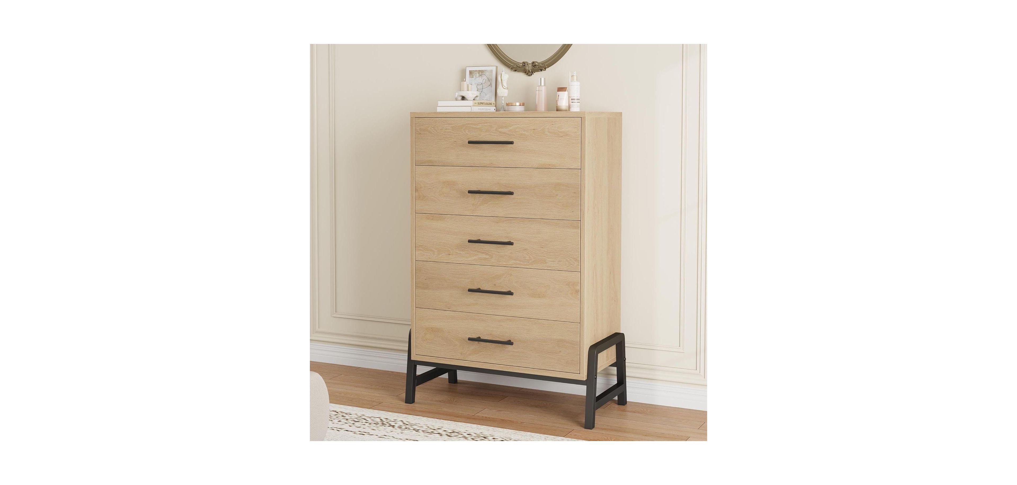 gaomon 5 Dresser for Bedroom, 50.5 in Tall Drawer with Large Storage Space, Freestanding Wooden Closet Storage Dresser Chest for Living Room