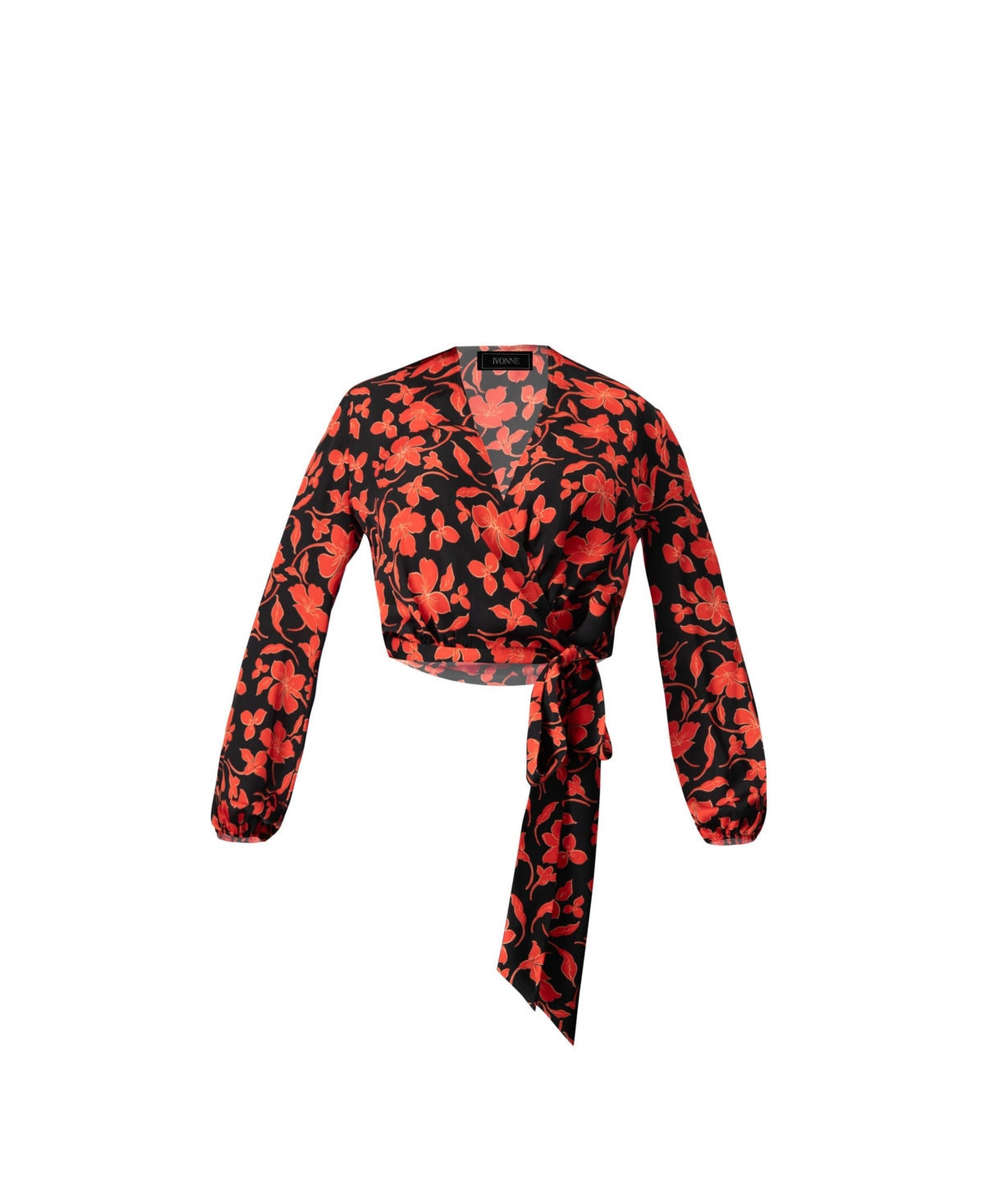 Ivonne Women's Floral Wrap Blouse with Tie Waist