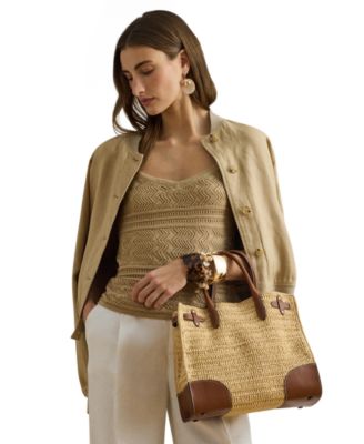 Woven Straw Medium Devyn Tote Bag