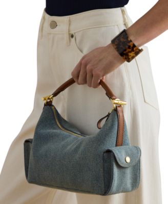 Washed Denim Small Blaike Slim Shoulder Bag