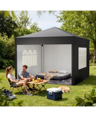10 Ft x 10 Ft Folding Canopy Tent with 4 Removable Sidewalls and Carry Bag