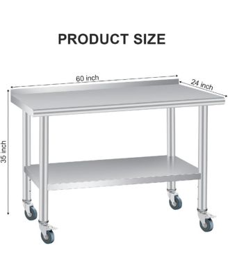 Kitchen Table Stainless Steel Table Commercial Prep Work Table for Dining Room, Home Office, Living Room