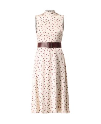 Women's Polka Dot Midi Dress with Belt