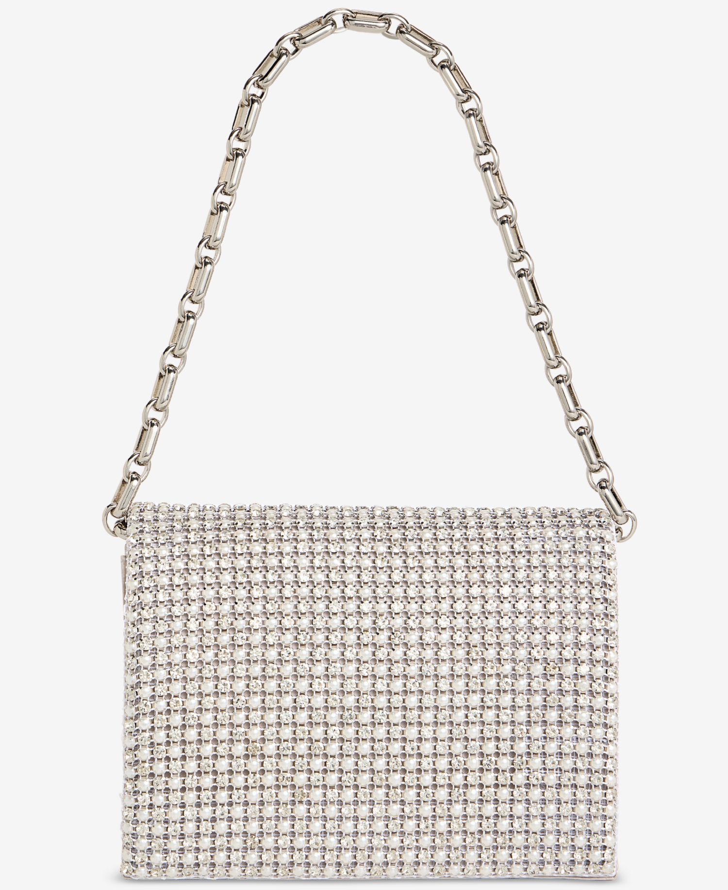 Imitation Pearl XL Diamond Mini Flap Clutch