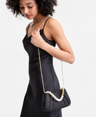 Imitation Pearl Top Handle Satchel Bag