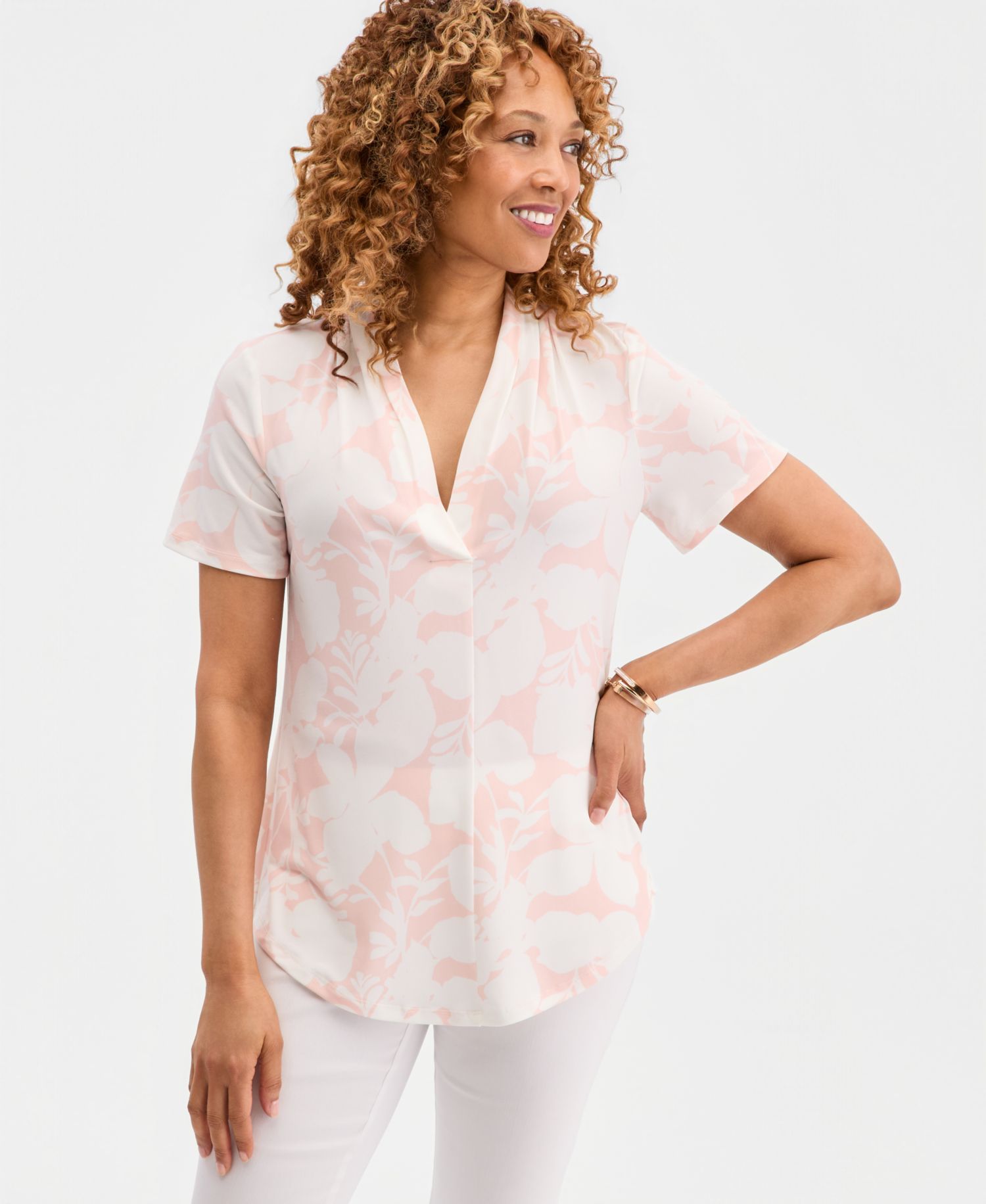 Petite Regal Wallpaper V-Neck Top
