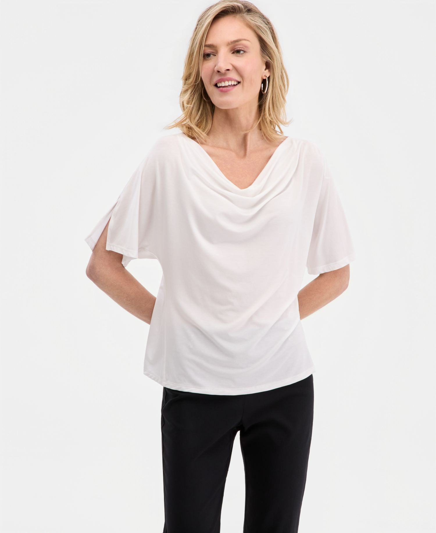 Women's Cowlneck Dolman-Sleeve Top