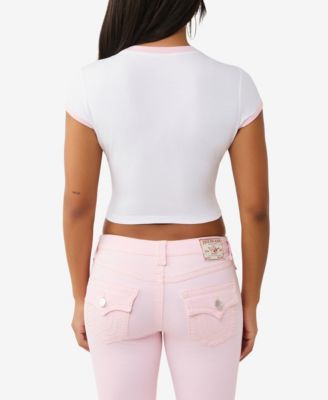 Women's Contrast Sporty Cap Sleeve T-Shirt