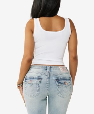 Women's Crystal Square Neck Rib Tank