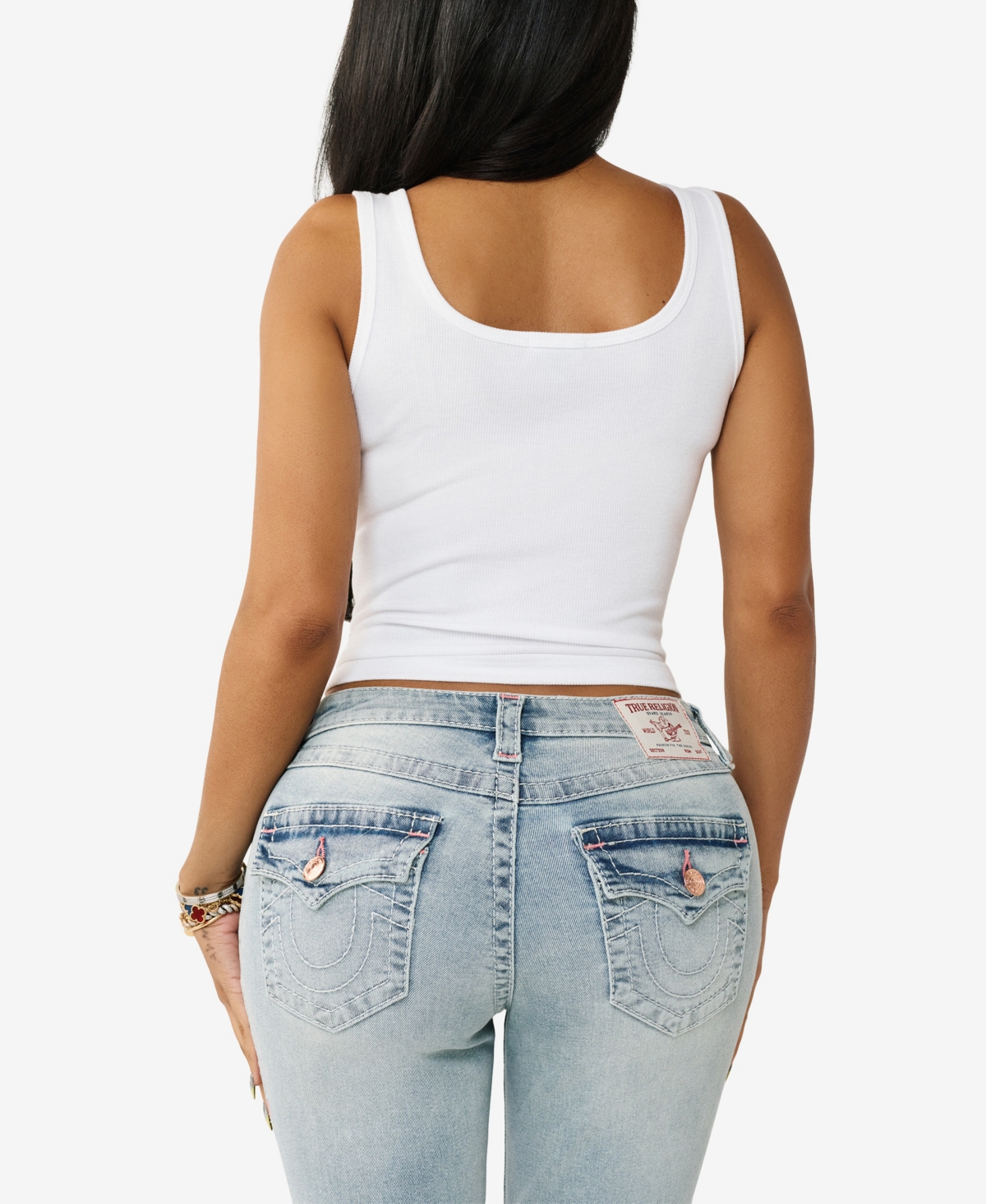 True Religion Women's Crystal Square Neck Rib Tank