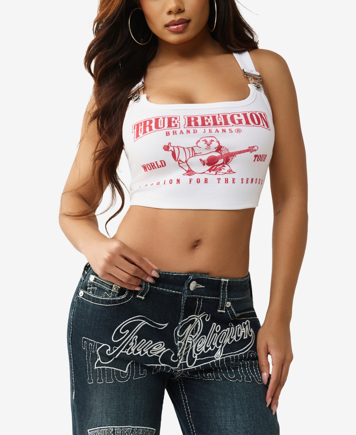 True Religion Women's Buddha Rib Overall Tank Top