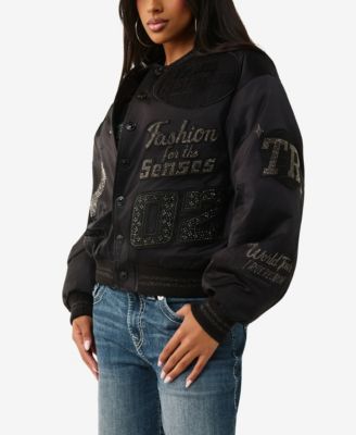 Women's Crystal Branded Nylon Bomber Jacket