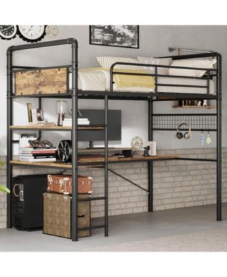 LED Bed Frame with Storage Headboard & Drawers - No Box Spring Needed