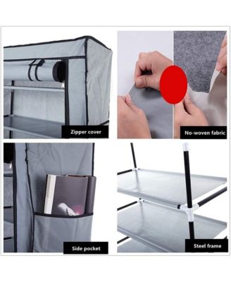 Black Shoe Rack, Free Standing Shoe Racks 9 Tier - Portable Row Shoe Rack Organizer Tower for Closet with Nonwoven Fabric Cover