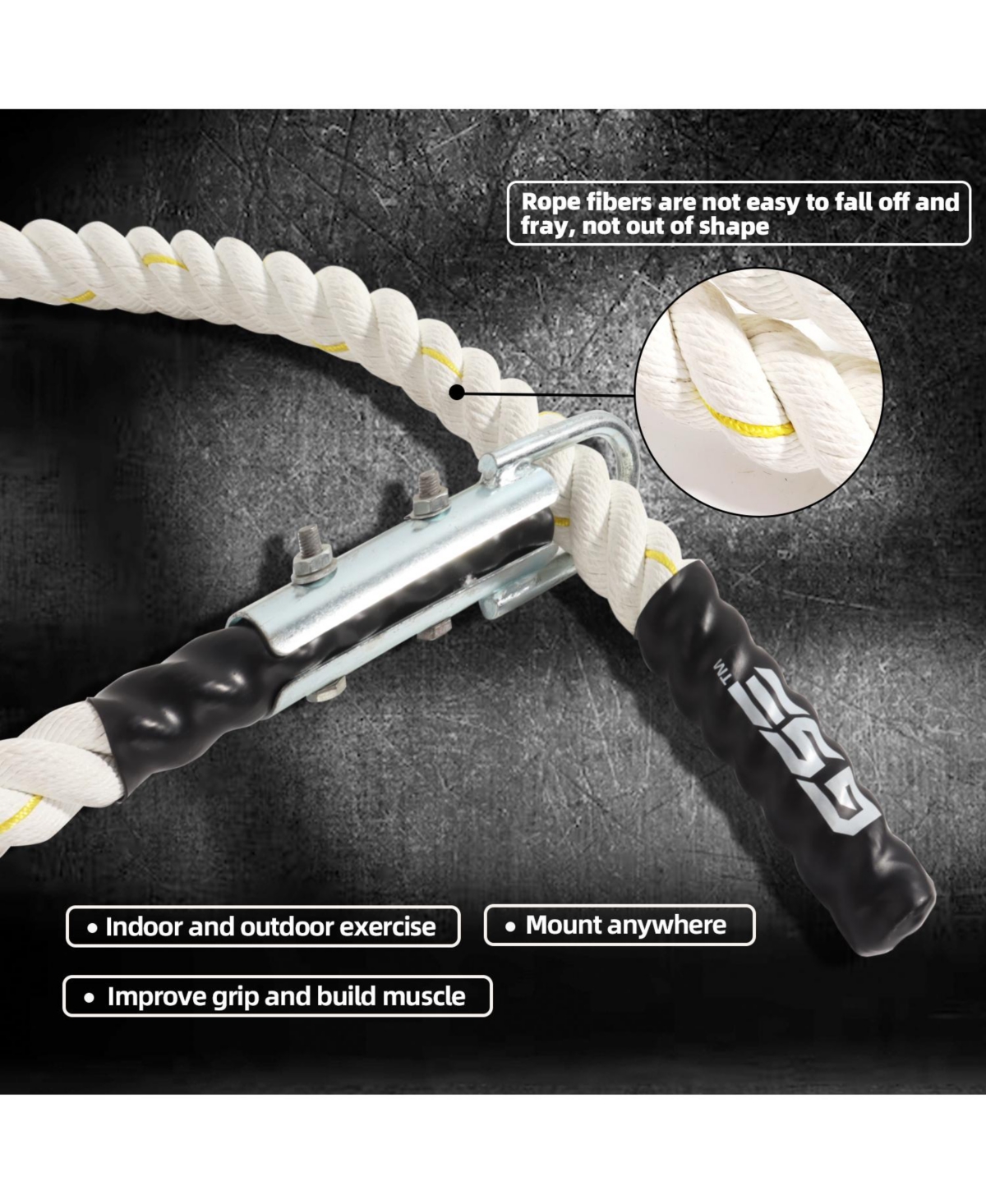 Gse Games & Sports Expert Gym Polyester Climbing Rope, 1.5" Diameter Workout Rope