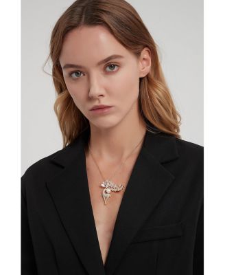 Pav&eacute; and Shell Pearl Reindeer Multi Way Brooch Pendant