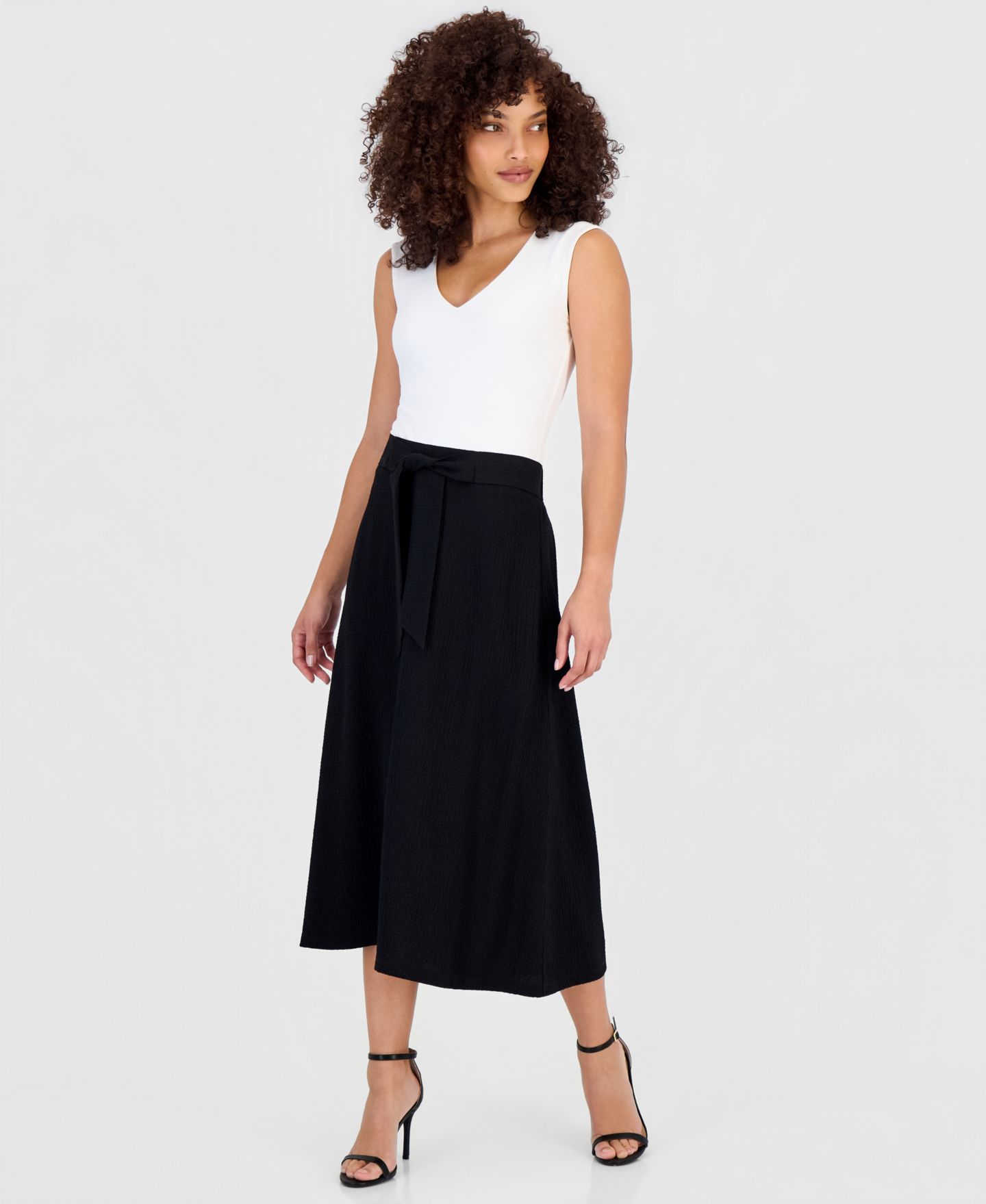 Женская юбка Anne Klein Essentials Petite Pull-On Tie-Waist Midi, цвет: Чёрный — фото 1