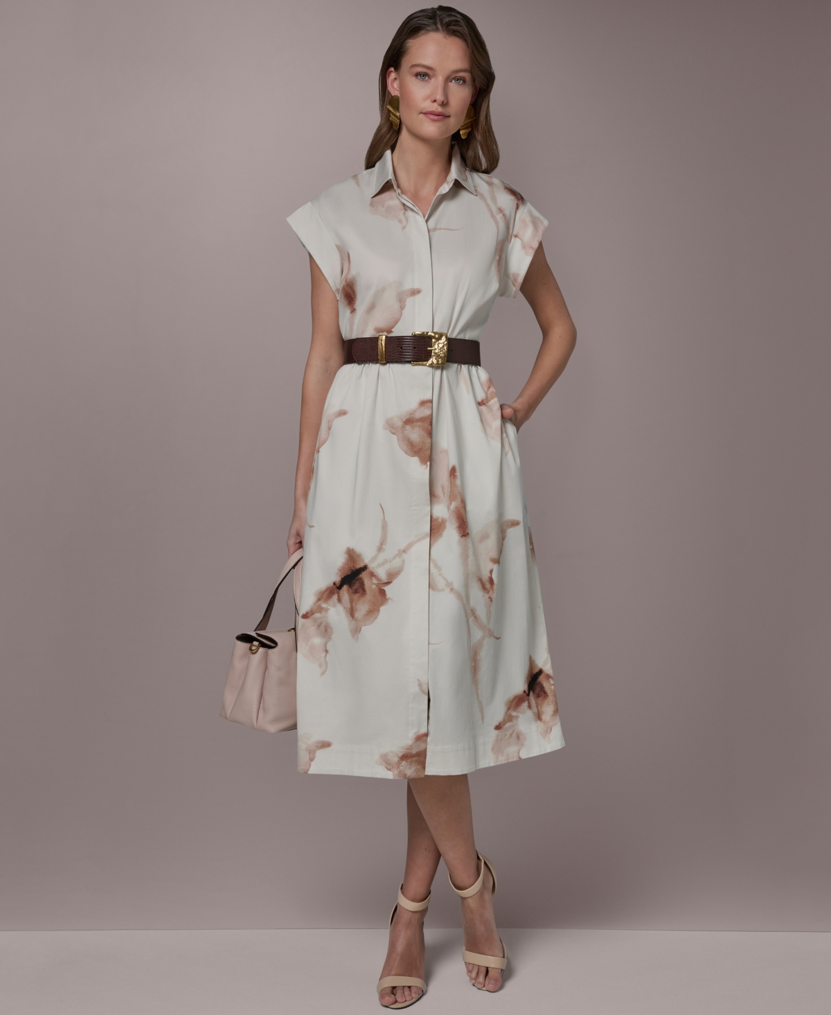 Donna Karan New York Women's Printed Collared Neck Dress