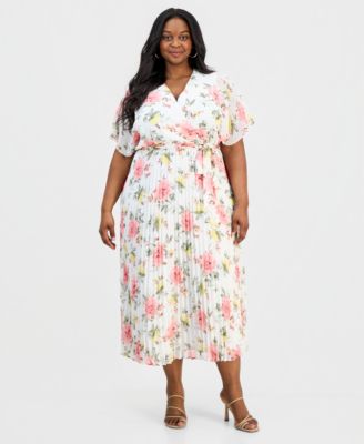 Plus Size Printed Flutter-Sleeve Maxi Dress