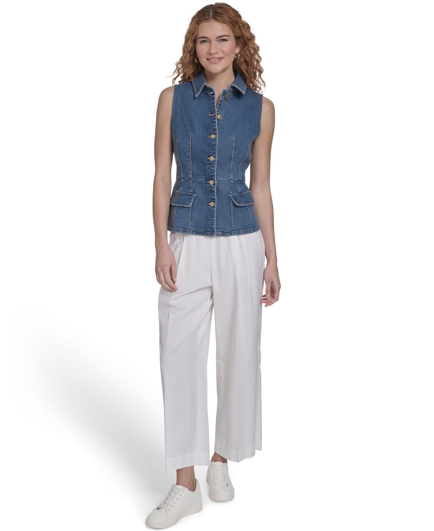 Женский жилет Nautica Button Front Denim Vest, цвет: Варёный — фото 4