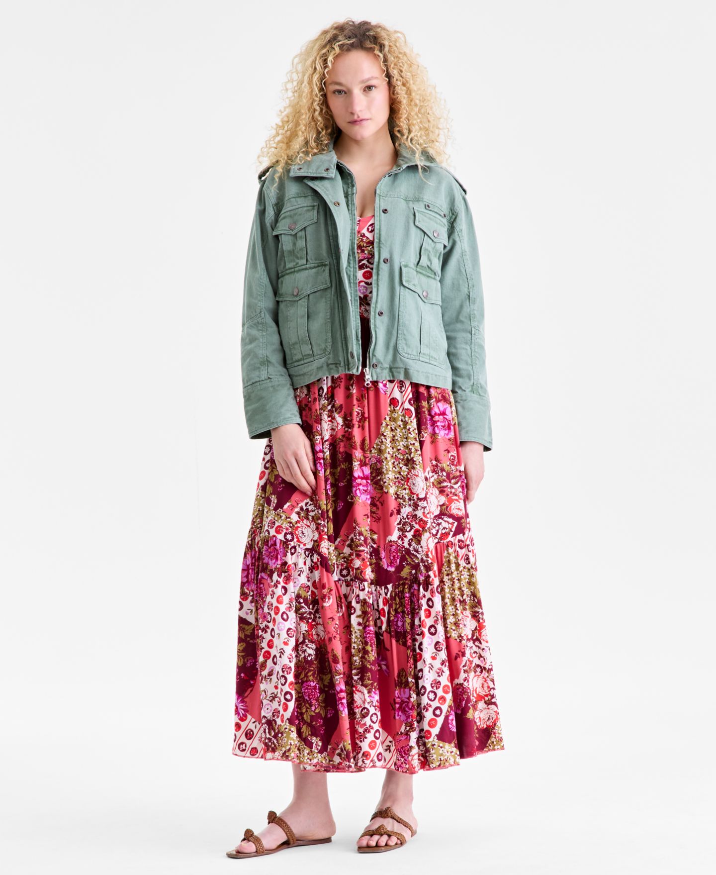 Женская куртка Free People Kali Snap-Front Washed, цвет: Тёмно-зелёный — фото 6