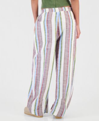 Juniors' Striped Wide-Leg Pants