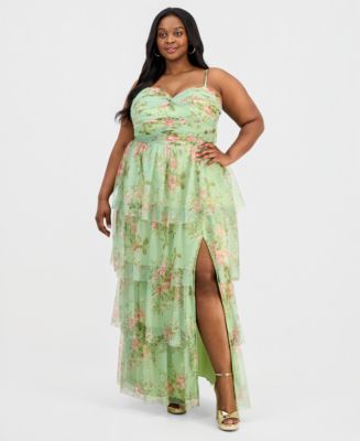 fitted lace wedding dress Emelia Floral Print Maxi Dress in Pink main image 0