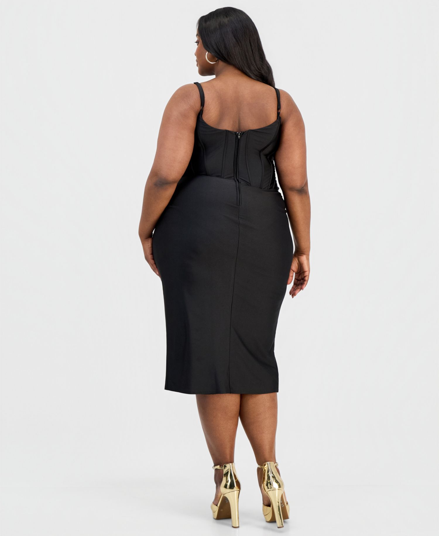 Trendy Plus Size Asymmetric Corset Midi Dress