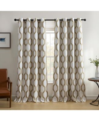 Renzo Ikat Geometric Linen Room Darkening Window Curtain