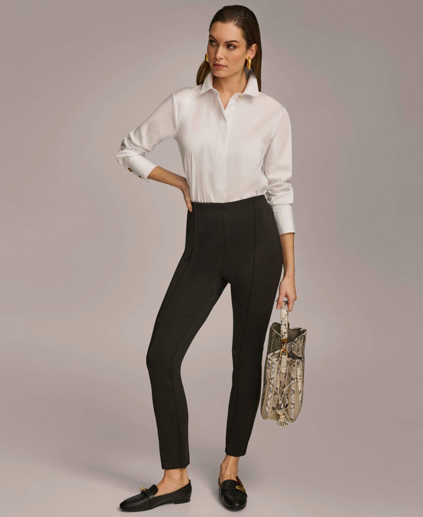 Женские брюки Donna Karan New York Petite Mid-Rise Ankle-Length, цвет: Чёрный — фото 3