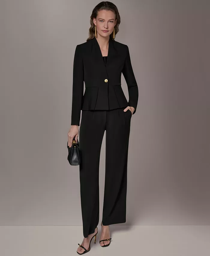 Petite Collarless One Button Blazer - thumbnail 4