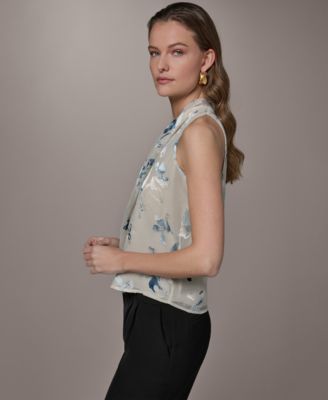 Petite Flocked Floral Top