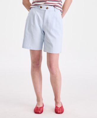 Women's High-Rise Linen-Blend Bermuda Shorts
