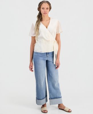 Juniors' Morgan High-Rise Cropped Wide-Leg Jeans