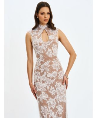 Women's Tavia Beaded Teardrop Neckline Maxi Dress