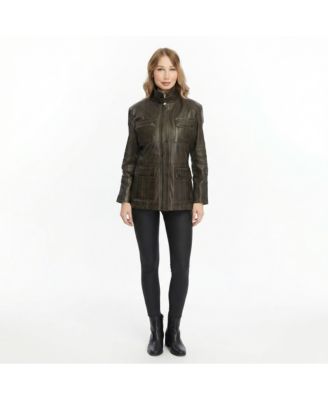 Women's Utility Style Leather Jacket