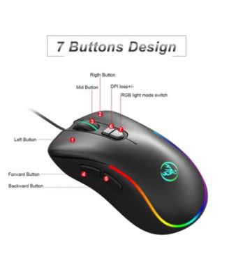 Wired Gaming Mouse, RGB Backlit Mouse with 8000 DPI Adjustable, Ergonomic Comfort Grip for PC Gamers, Office & Home Use