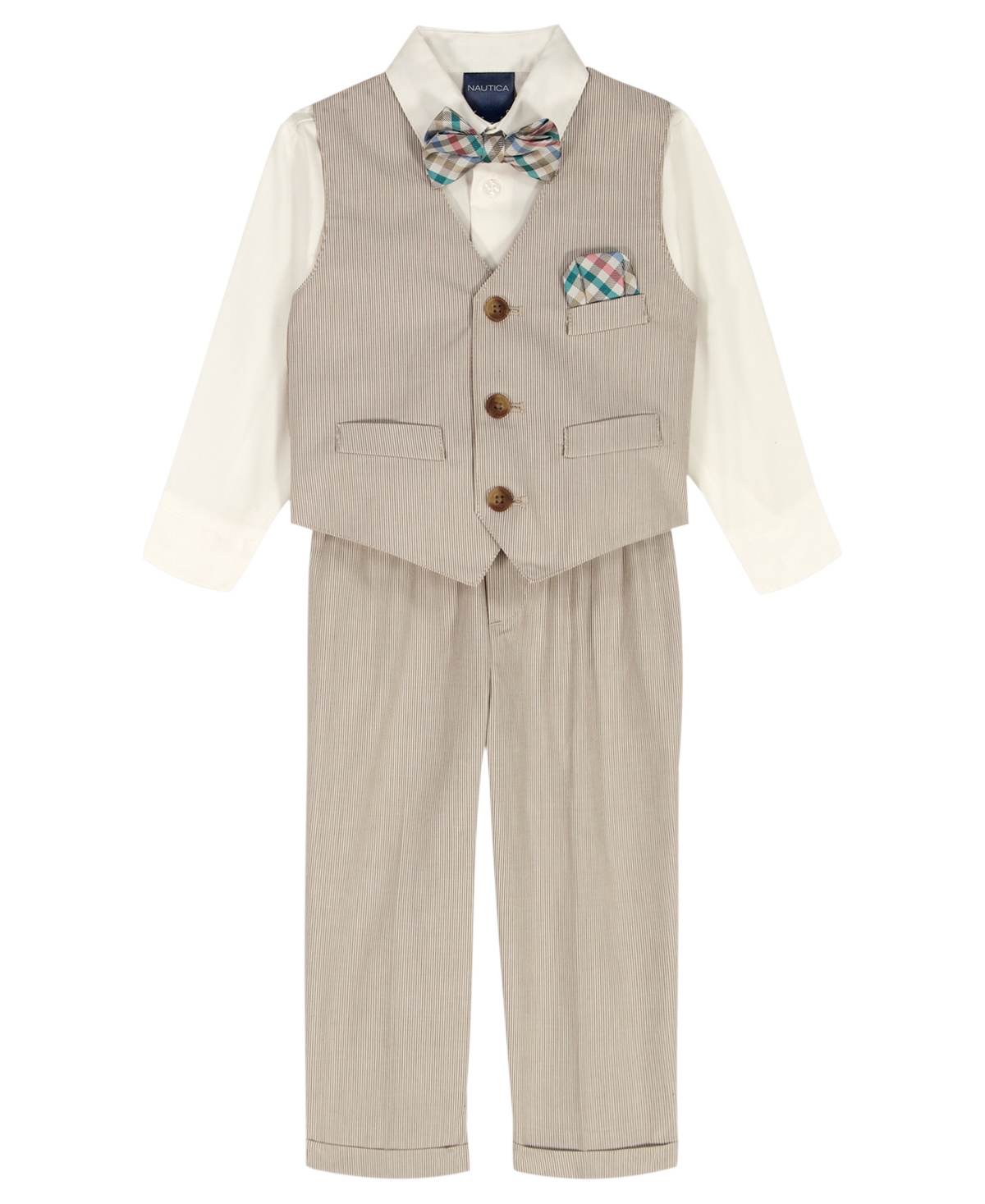 Nautica Baby Boys' Mini Stripe Vest, Shirt and Shorts, 3-Piece Set