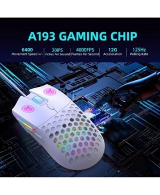 Wired Gaming Mouse, 6400DPI High-Accuracy Optical Sensor RGB Mouse with 6 Buttons, Lightweight Design