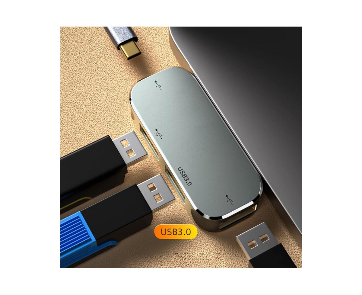 Risokeys 4 Port Usb C Hub - with 100W Pd Charging, Plug-and-Play Adapter – Ideal for Professionals, Gamers & Remote Workers