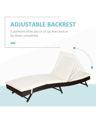 Patio Rat Lounge Chair, Cushioned, Adjustable Backrest,