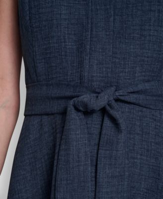 Women's Sleeveless Button-Front Shirt Dress