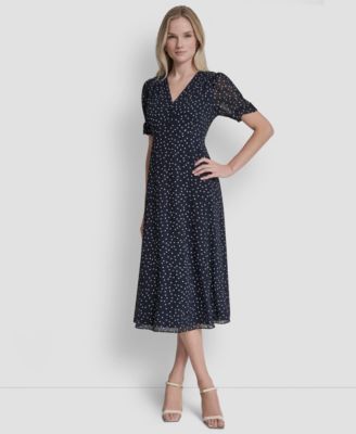 Women's Short-Sleeve V-Neck Midi Dress