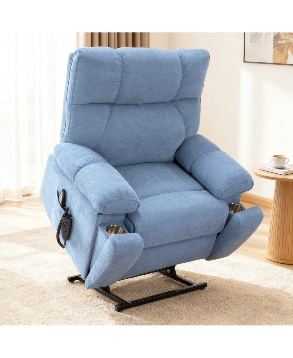 Clihome Heat Massage Dual Motor Infinite Position Up to 350 Lbs Large Electric Power Lift Recliners with Hidden Cup Holders