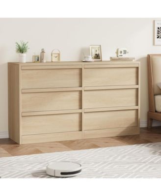 Drawer Dresser for Bedroom, in Wide Natural Oak Chest of Drawers with Large Storage, Wooden Dresser Organizer for Living Room, Nursery