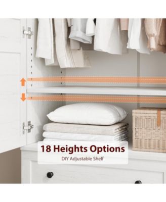 Armoire Wardrobe Closet with 2 Drawers,72 in Wooden Wardrobe Cabinet with Hanging Rod