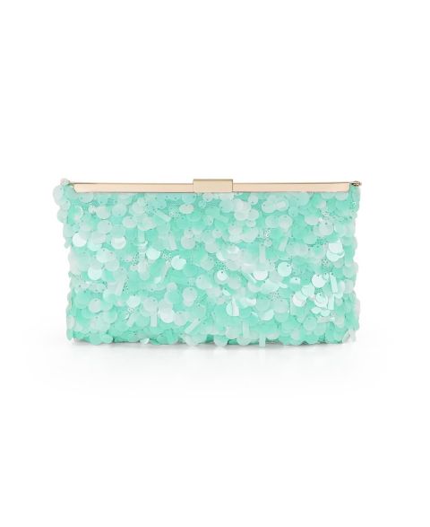 Женский клатч Jewel Badgley Mischka Briar Mixed Sequin Hinged Frame Clutch, цвет: Светлый мятный зелёный